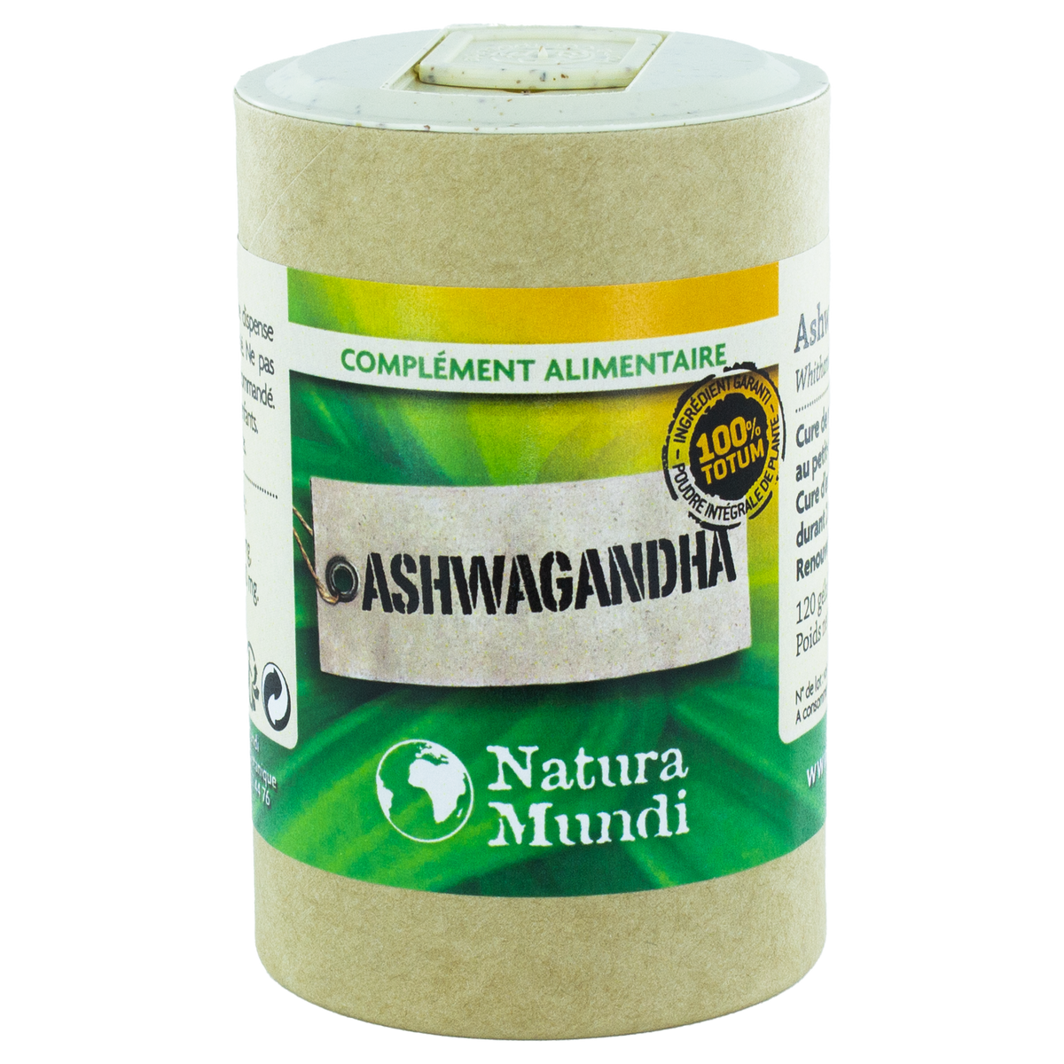 Ashwagandha Natura Mundi, pilulier de 120 gélules, complément alimentaire