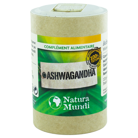 Ashwagandha Natura Mundi, pilulier de 120 gélules, complément alimentaire