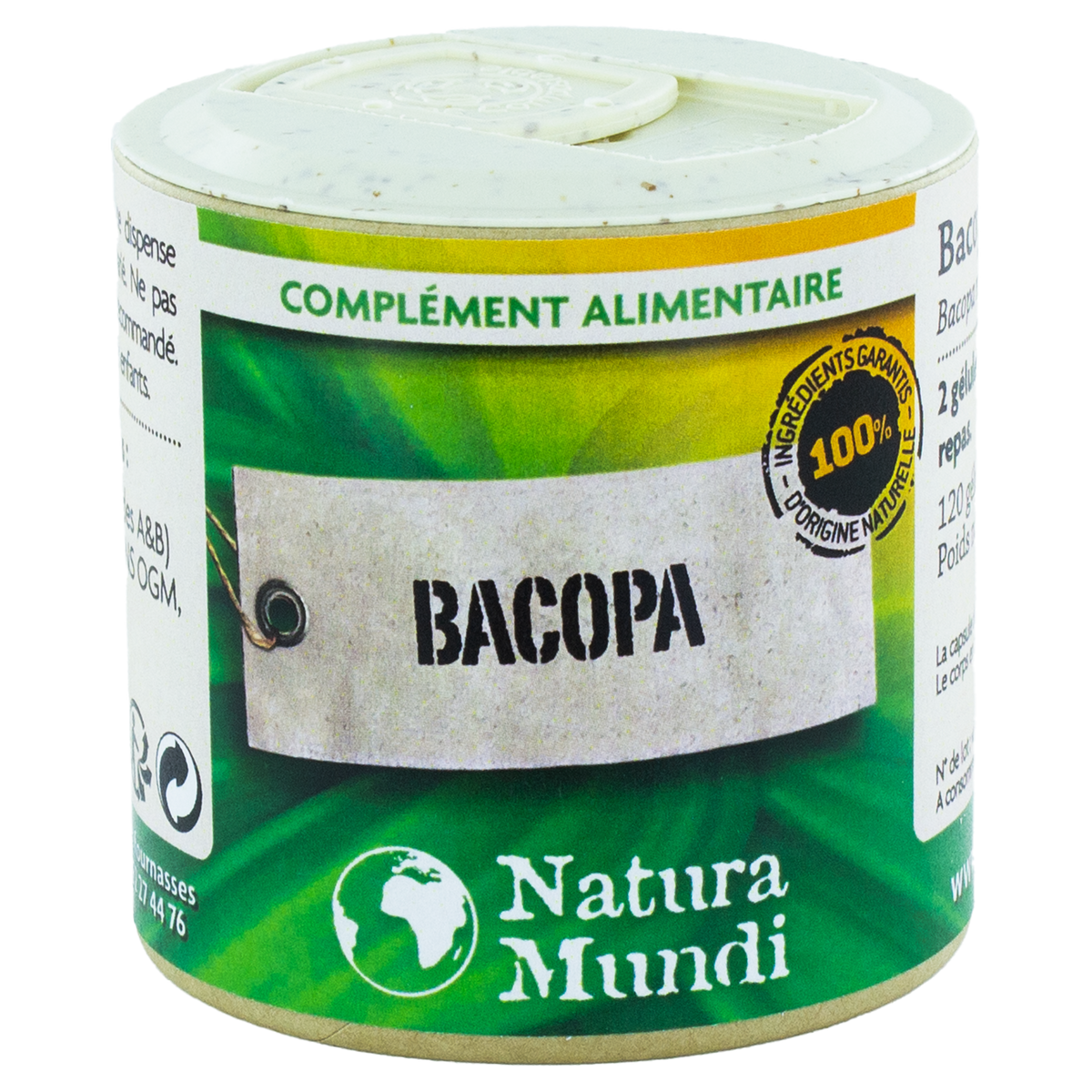 Bacopa Natura Mundi, pilulier de 120 gélules, complément alimentaire