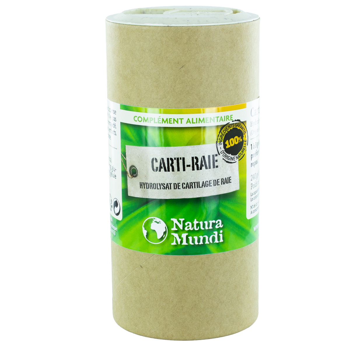 Carti-Raie, hydrolysat de cartilage de raie Natura Mundi, pilulier de 240 gélules