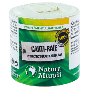 Carti-Raie, hydrolysat de cartilage de raie Natura Mundi, pilulier de 60 gélules