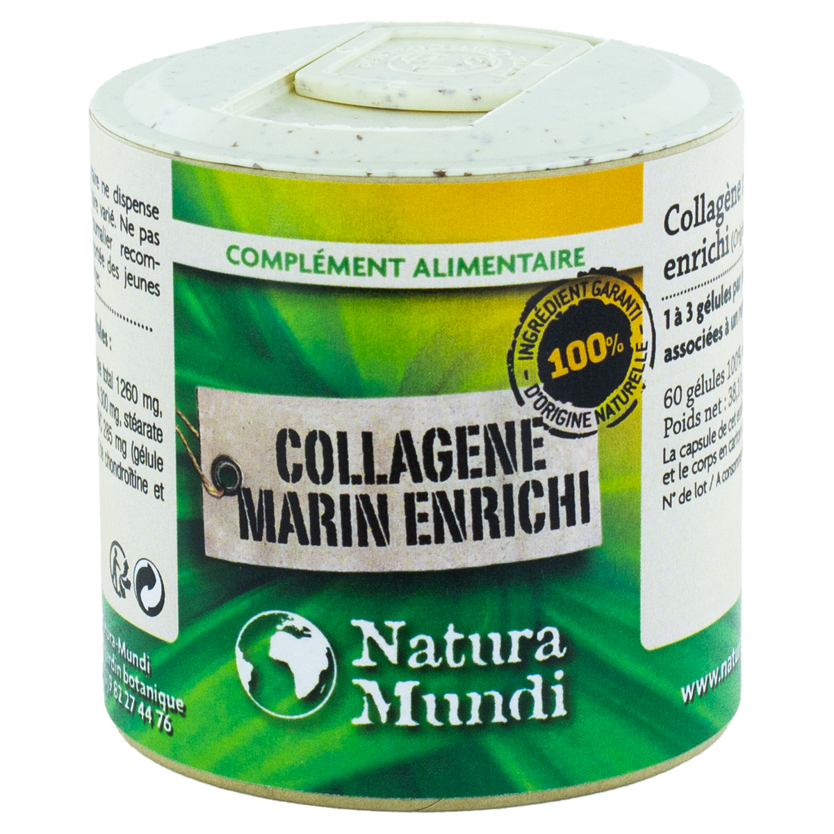 Collagène marin enrichi Natura Mundi, pilulier de 60 gélules