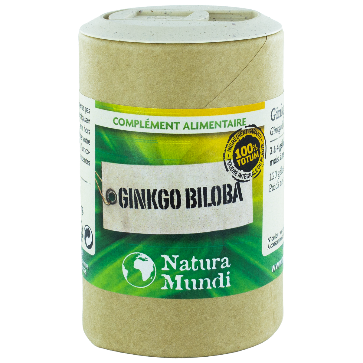 Ginkgo (Totum) Natura Mundi, pilulier de 120 gélules, complément alimentaire