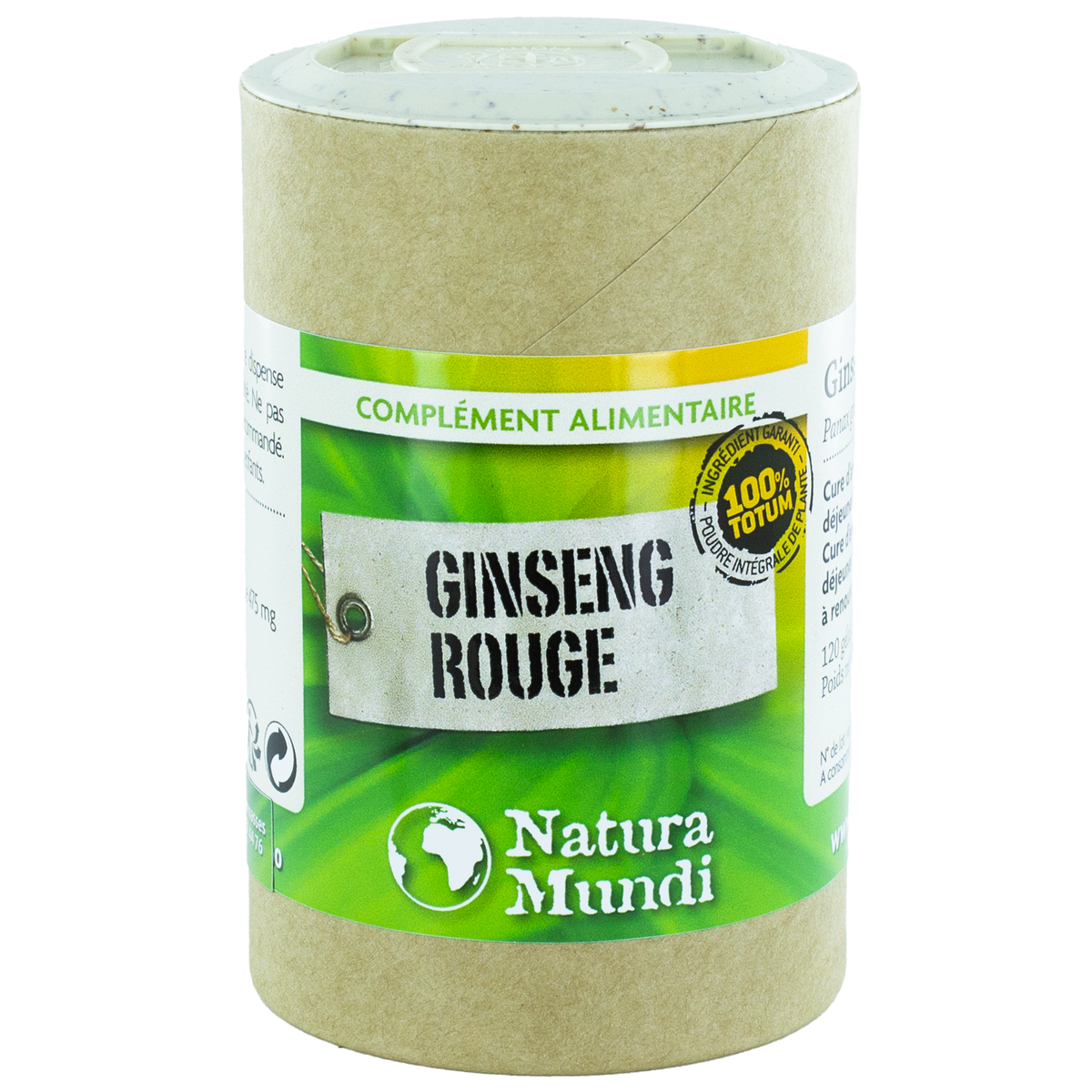 Ginseng rouge Natura Mundi, pilulier de 120 gélules, complément alimentaire