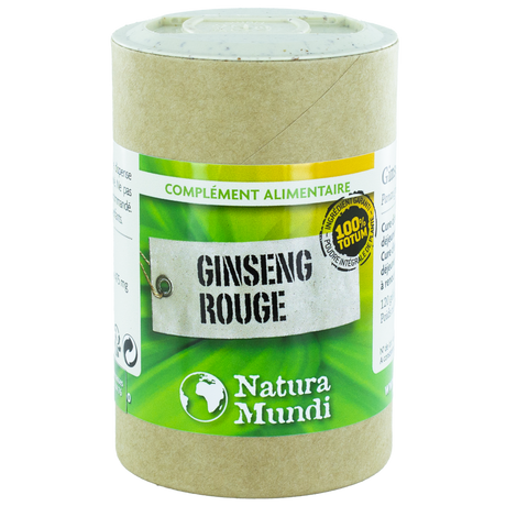 Ginseng rouge Natura Mundi, pilulier de 120 gélules, complément alimentaire
