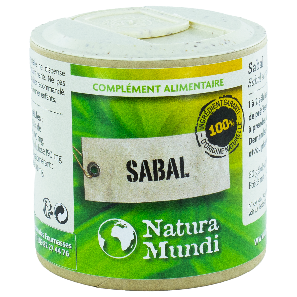 Sabal Natura Mundi, pilulier de 60 gélules, complément alimentaire