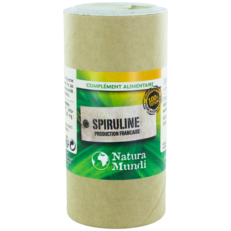 Spiruline production française Natura Mundi, pilulier de 400 comprimés