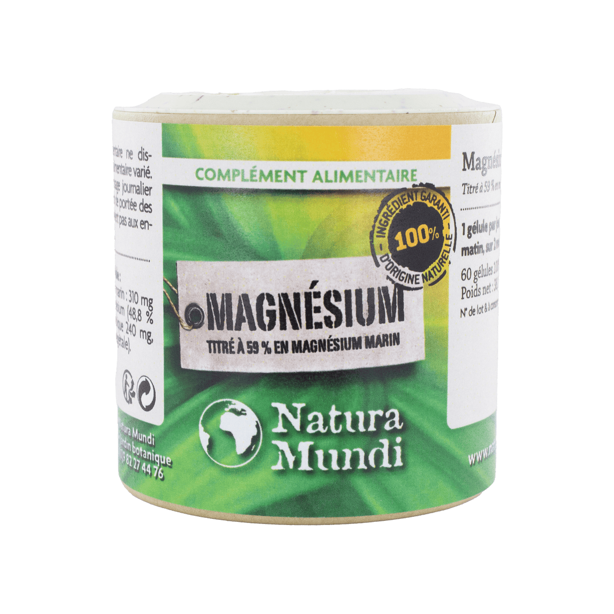 Magnésium marin Natura Mundi, pilulier de 60 gélules, complément alimentaire