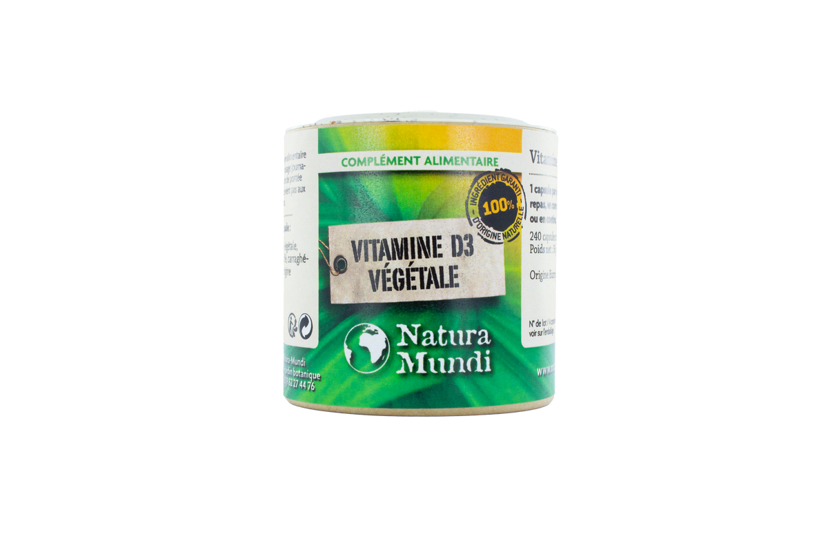 Vitamine D3 végétale Natura Mundi, pilulier de 240 capsules