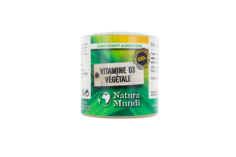 Vitamine D3 végétale Natura Mundi, pilulier de 240 capsules